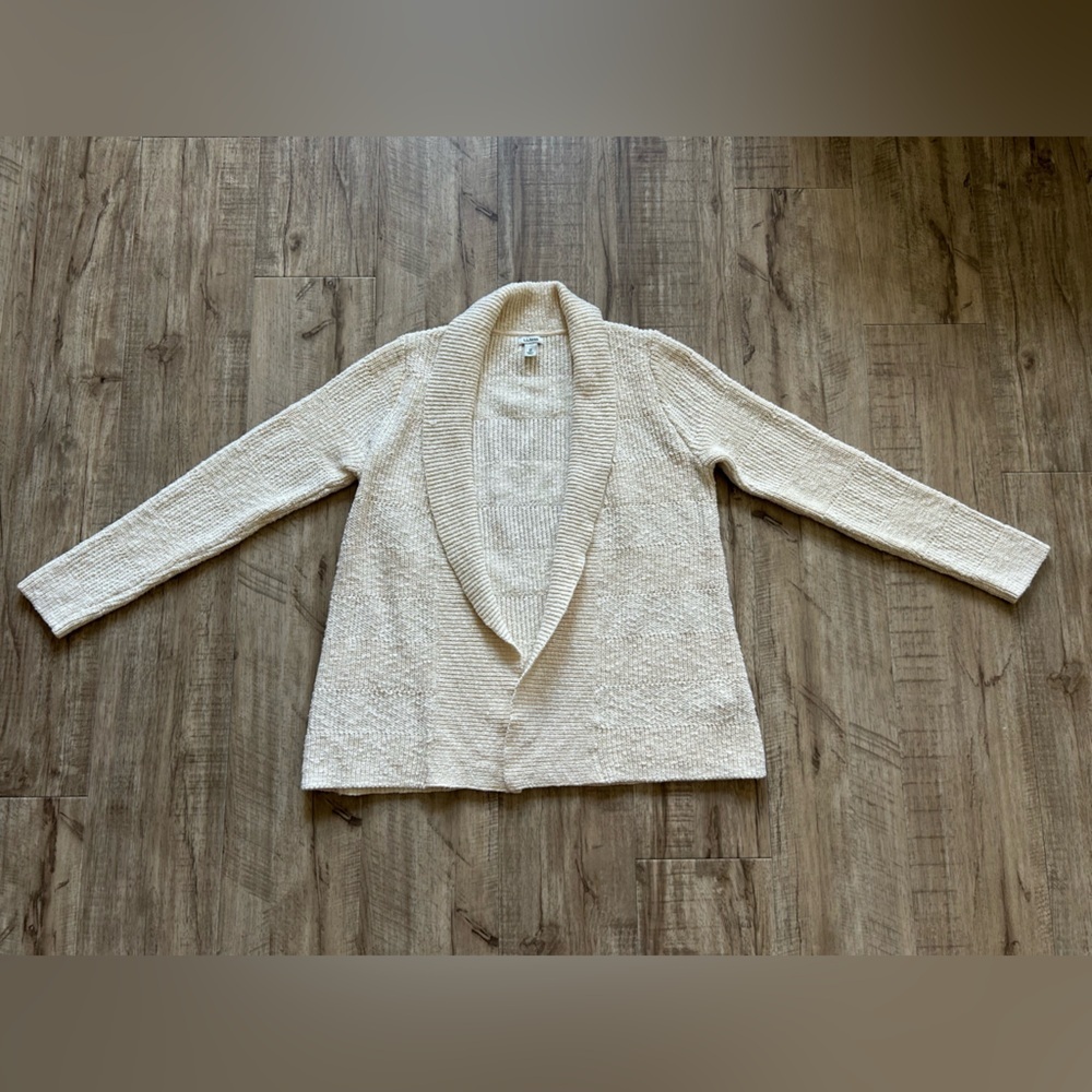 LL Bean Cozy Cream open front Women's knit cardigan Sweater neutral capsule fall - Picture 2 of 10